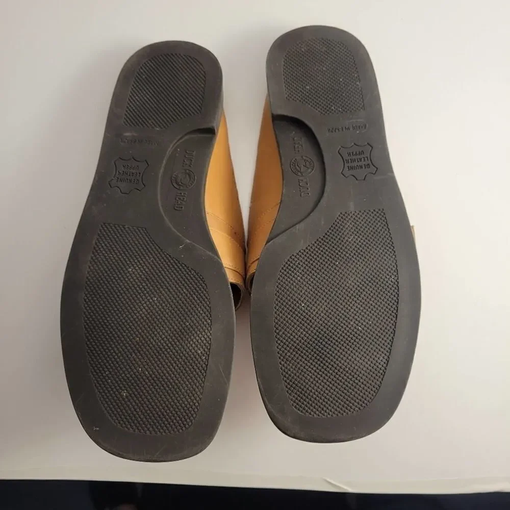 Duck Head tan leather slip on sandals